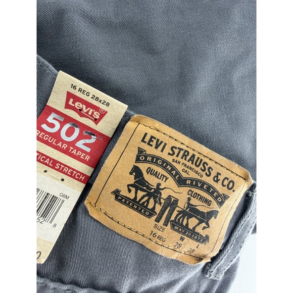 LEVIS BOYS 502 REGULAR TAPER VERTICAL STRETCH GRAY PANTS SIZE 16 REGULAR 28X28 - Picture 10 of 10